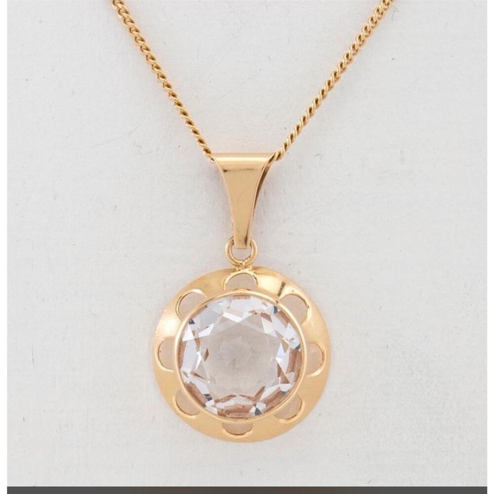 Swedish 18k Necklace With Synthetic Spinel